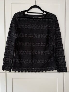 Vintage Donna Sheer Sparkly Whimsigoth Fairy Grunge Lace Velvet Long Sleeve Top